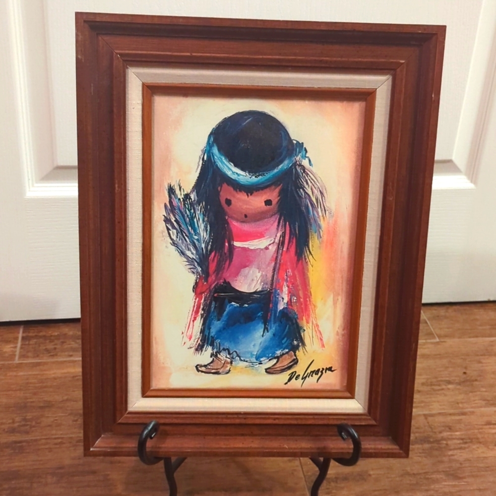 Vtg Ettore Degrazia "Feather Dancer" Gallery in the Sun Signed Framed Print